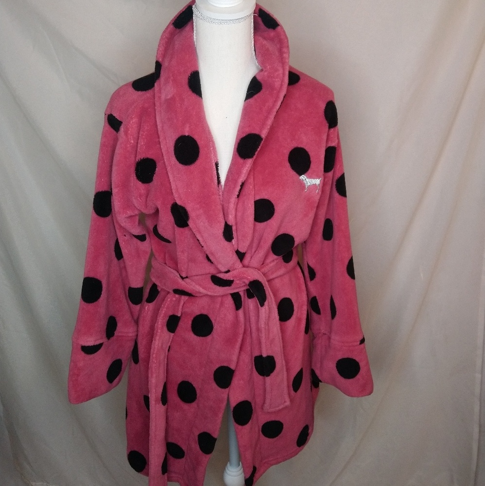 Victoria secret maroon polka dot robe